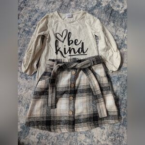 Sparkle In Pink 1 Piece Girls Outfit Plaid Skirt Top Size 2XL (6-7 Years)